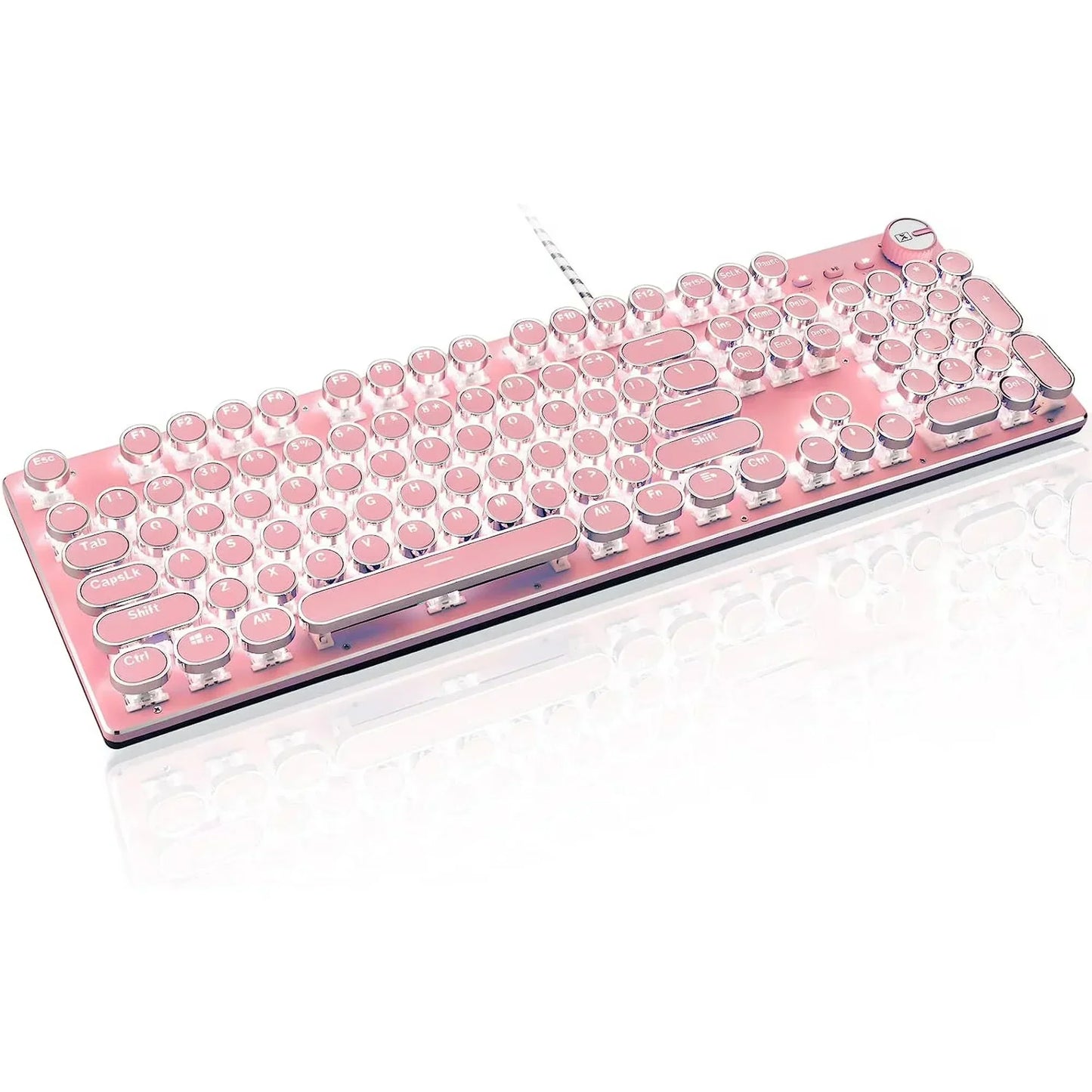X9 Wired 104 Keys Typewriter Mechanical Gaming Keyboard and Mouse, White LED Backlit for Pc/Mac/Windows