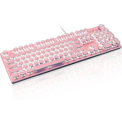 X9 Wired 104 Keys Typewriter Mechanical Gaming Keyboard and Mouse, White LED Backlit for Pc/Mac/Windows
