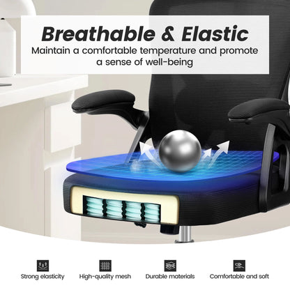 Ergonomic gaming chair with breathable mesh, strong elasticity, and comfortable cushioning for long sessions
