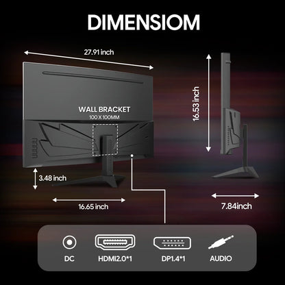 32" 200Hz Curved Gaming Monitor, FHD/1920*1080P Computer Monitor, 120 %Srgb, Freesync, Hdmi/Dp-Black