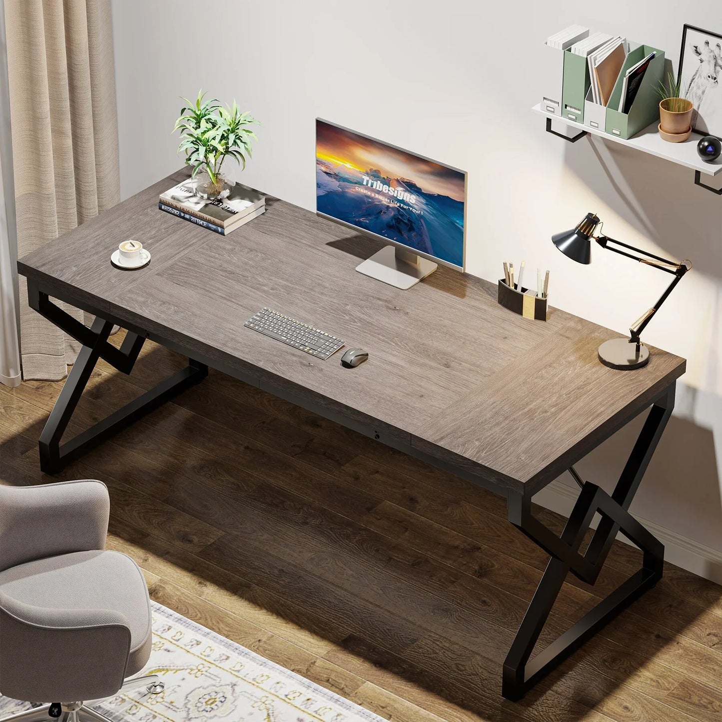 63-In Large Executive Desk, Home Office Computer Desk