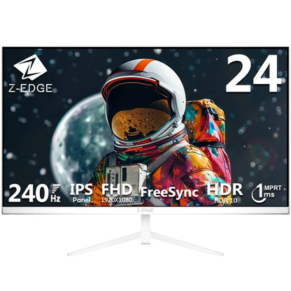 Z-EDGE 24 inch gaming monitor with astronaut space background, 240Hz, IPS, FHD 1920x1080, FreeSync, HDR10