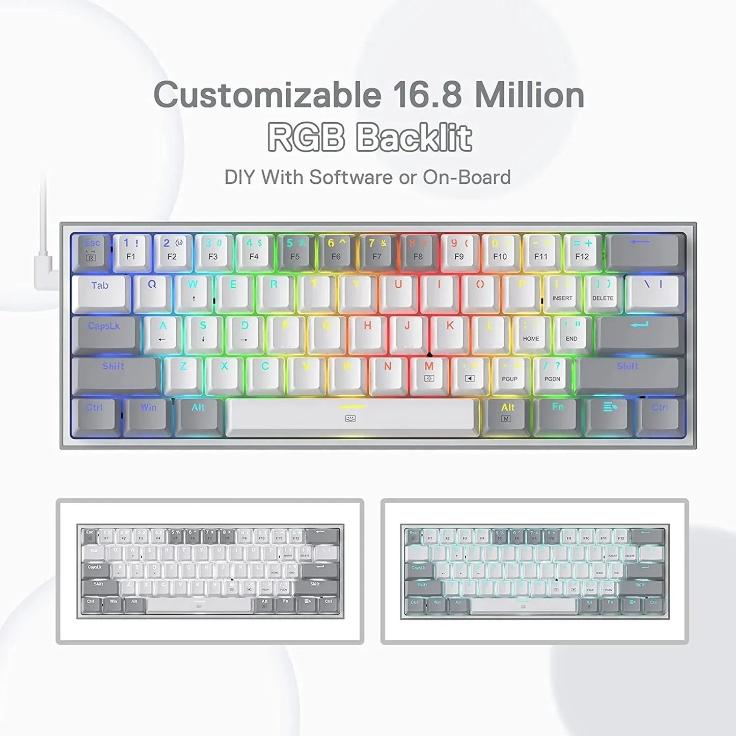 Customizable RGB backlit gaming keyboard with 16.8 million colors, modern and retro Byte Style design