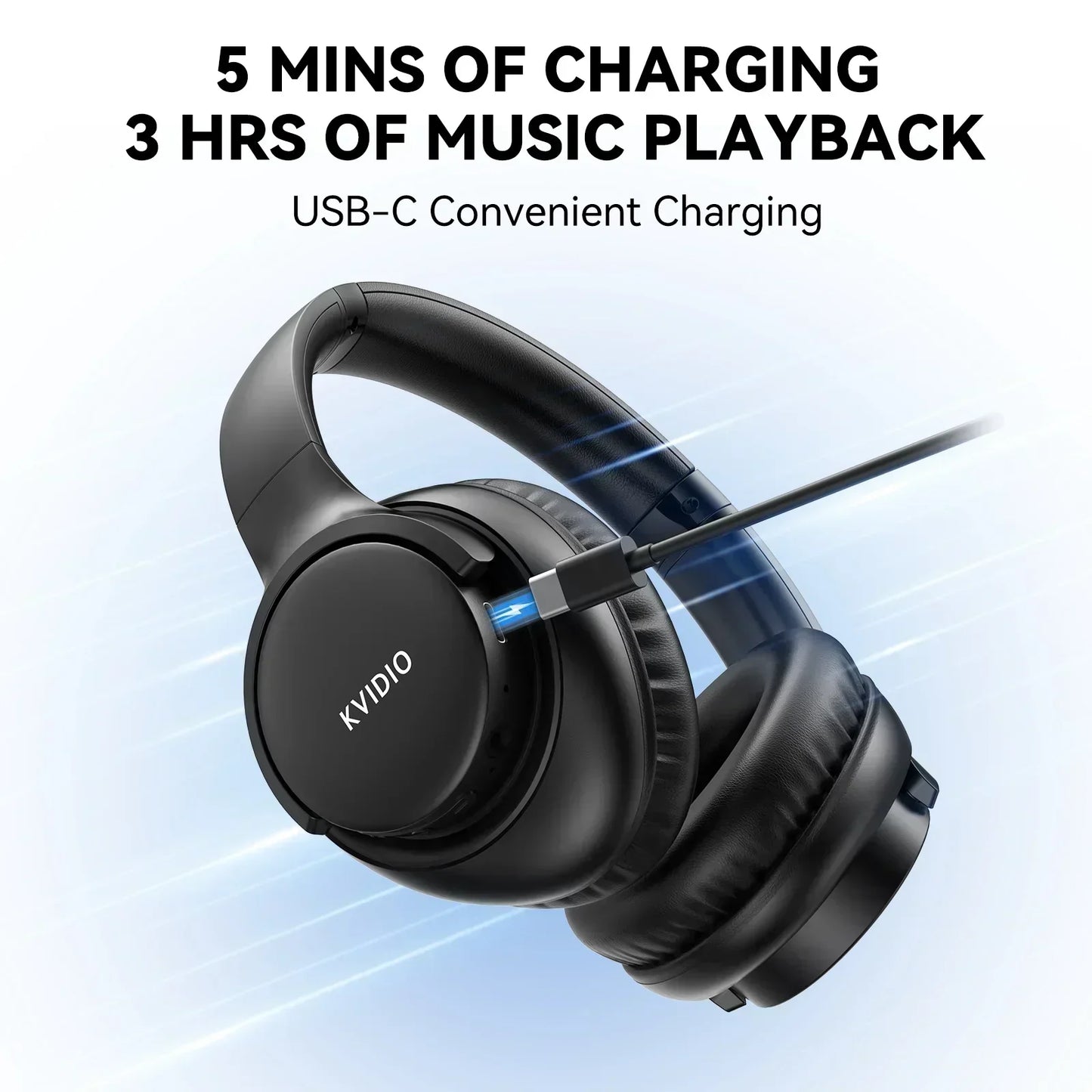 Wireless Bluetooth Headphones, 65H Running Time Over-Ear Headphones with Microphone, Bass Headphones for Computer Laptop Travel Home Office PC (Black)