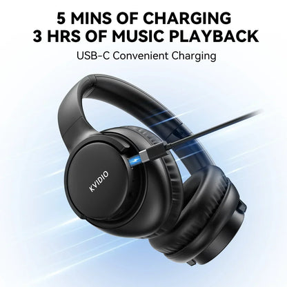 Wireless Bluetooth Headphones, 65H Running Time Over-Ear Headphones with Microphone, Bass Headphones for Computer Laptop Travel Home Office PC (Black)