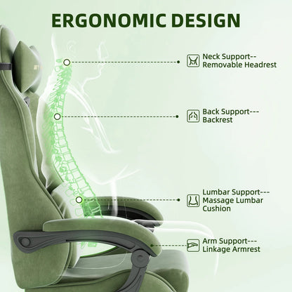Ergonomic gaming chair with neck, back, lumbar & arm support for comfort during long sessions