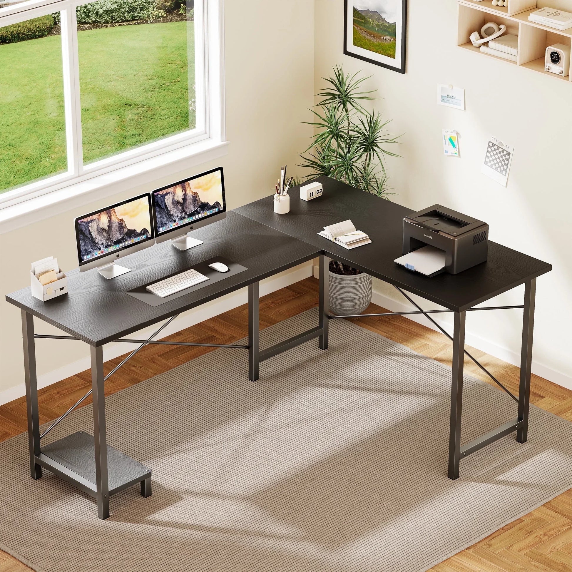 49 Inch L Shaped Desk - Computer Desk Corner Desks Gaming Desk PC Table with CPU Stand for Home Office Dorm Sturdy Writing Workstation, Gray