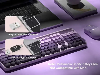 V920 Wireless Gaming Keyboard and Mouse Combo – Retro Purple Keyboard, Ergonomic Design, 2.4G, Whisper Quiet Keys, Adjustable DPI Mouse, Desk Accessories Office Supplies