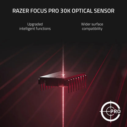 Razer Focus Pro 30K optical sensor with upgraded functions and wider surface compatibility on dark background