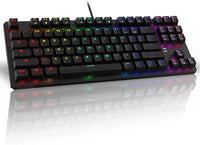 RGB backlit mechanical gaming keyboard with black keys on white reflective surface, Byte Style