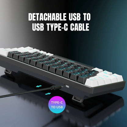 Retro 8-bit mechanical gaming keyboard with detachable USB Type-C cable, Byte Style gear