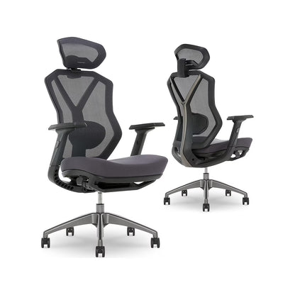 Ergonomic gaming chair with mesh back, headrest, and adjustable arms for comfort during long sessions.