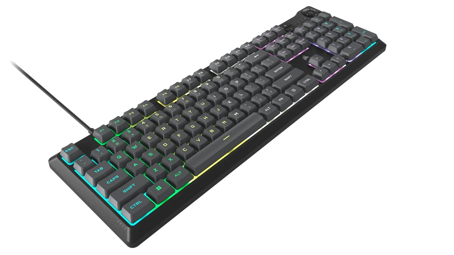 RGB backlit gaming keyboard with black keys, ideal for modern gaming setups at Byte Style