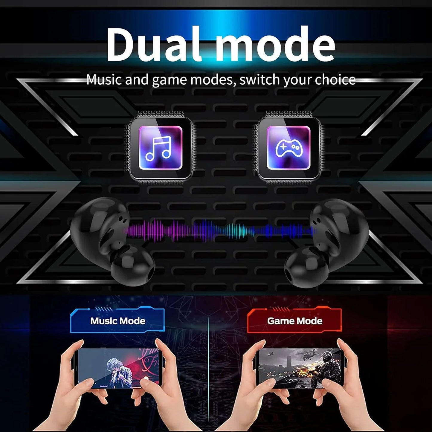 Ture Wireless Earbuds Gaming Bluetooth Earbud Touch Control In-Ear Headphones with Charging Case Noise Reduction 36H Playtime Kids Earphones,No Delay Sports Earbuds