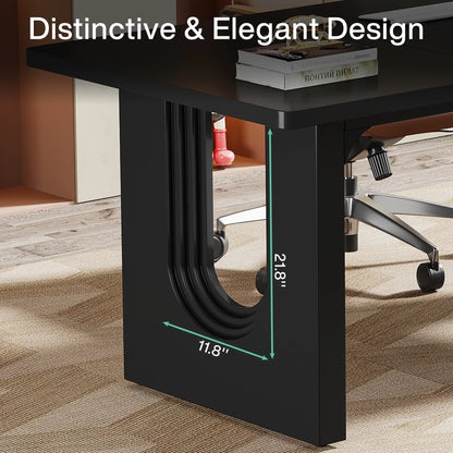 Modern Executive Desk, 70.9" Large Office Computer Desk, Conference Table Meeting Room Table, Simple Workstation Business Furniture for Home Office, Black