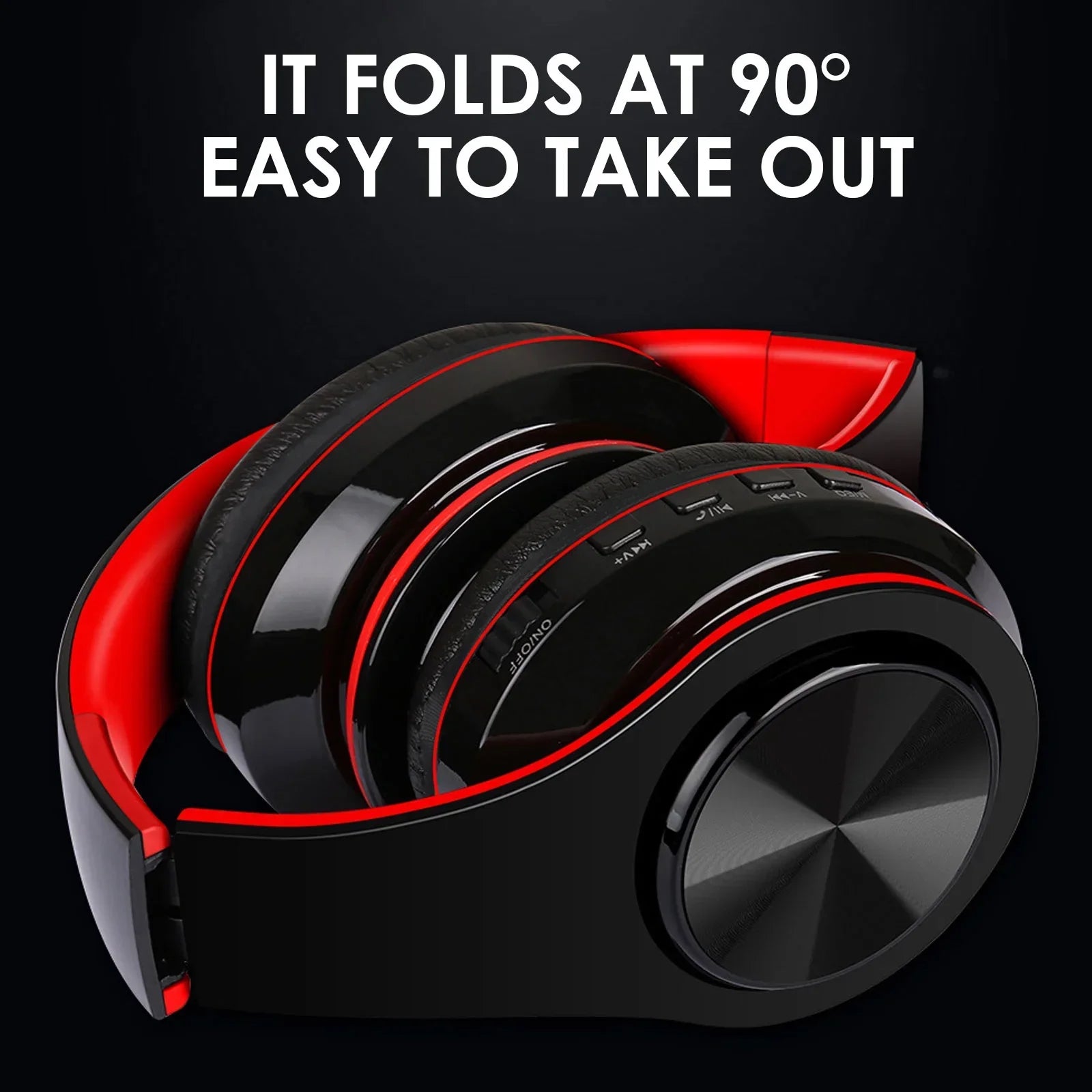 Over-Ear Wireless Bluetooth Headphones, Foldable Multi-Mode Wireless Headphones with Built-In Microphone, Wireless over Ear Headset for Travel, 10-Hour Playtime, Black