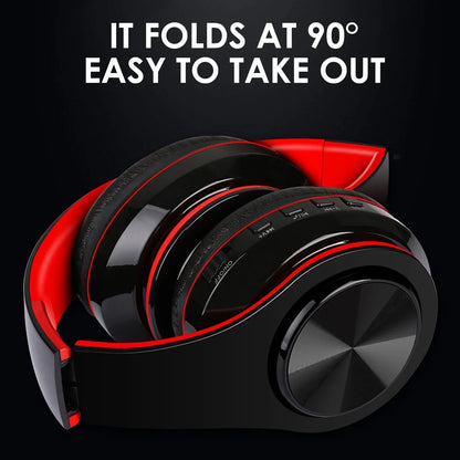 Over-Ear Wireless Bluetooth Headphones, Foldable Multi-Mode Wireless Headphones with Built-In Microphone, Wireless over Ear Headset for Travel, 10-Hour Playtime, Black