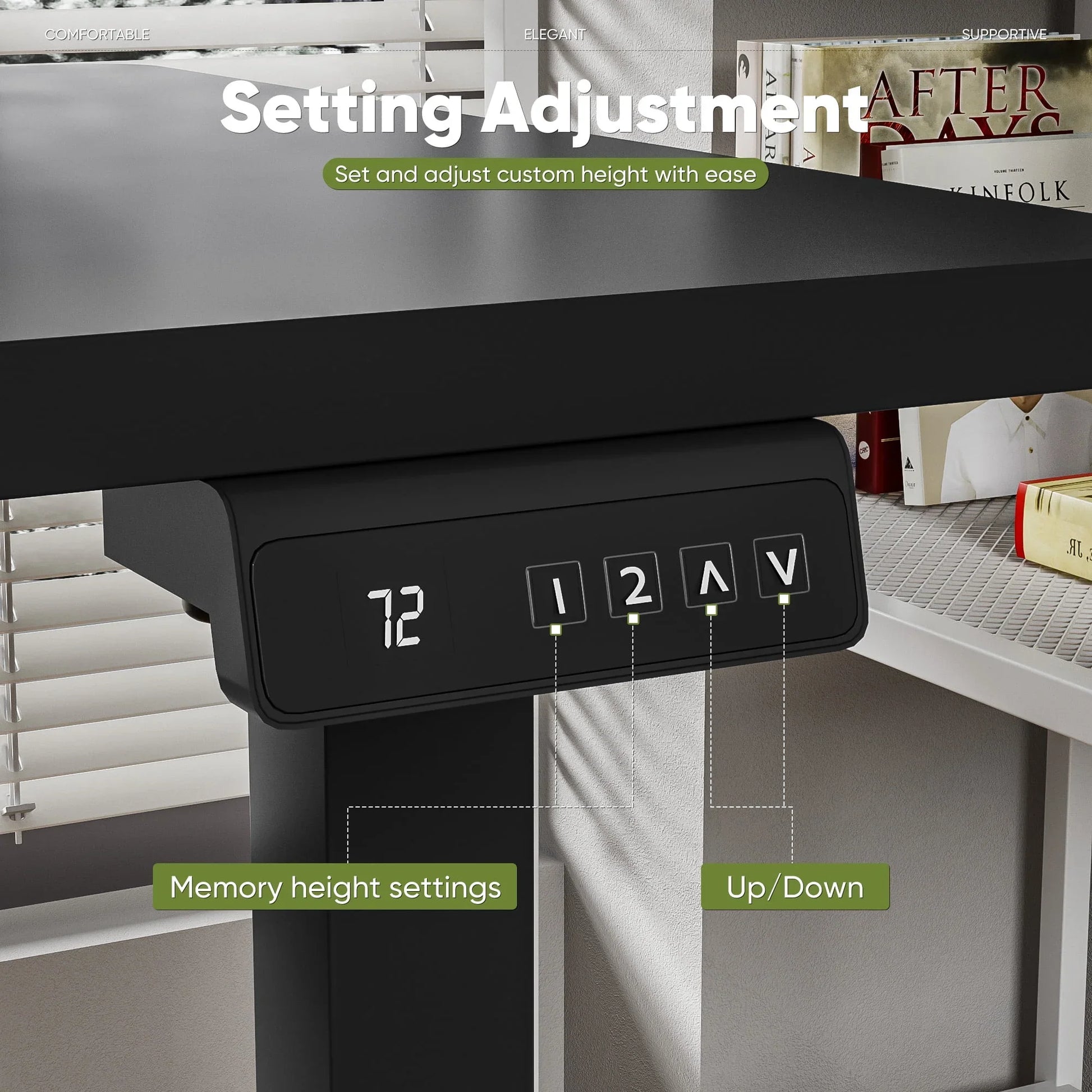 55" Wide Home Office Electric Height Adjustable Standing Desk Lifting Range 28~46" Computer Desk with Monitor Stand,Black