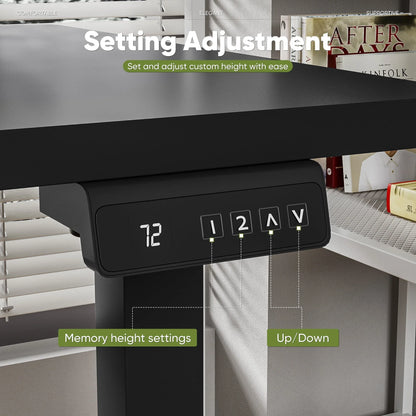 55" Wide Home Office Electric Height Adjustable Standing Desk Lifting Range 28~46" Computer Desk with Monitor Stand,Black