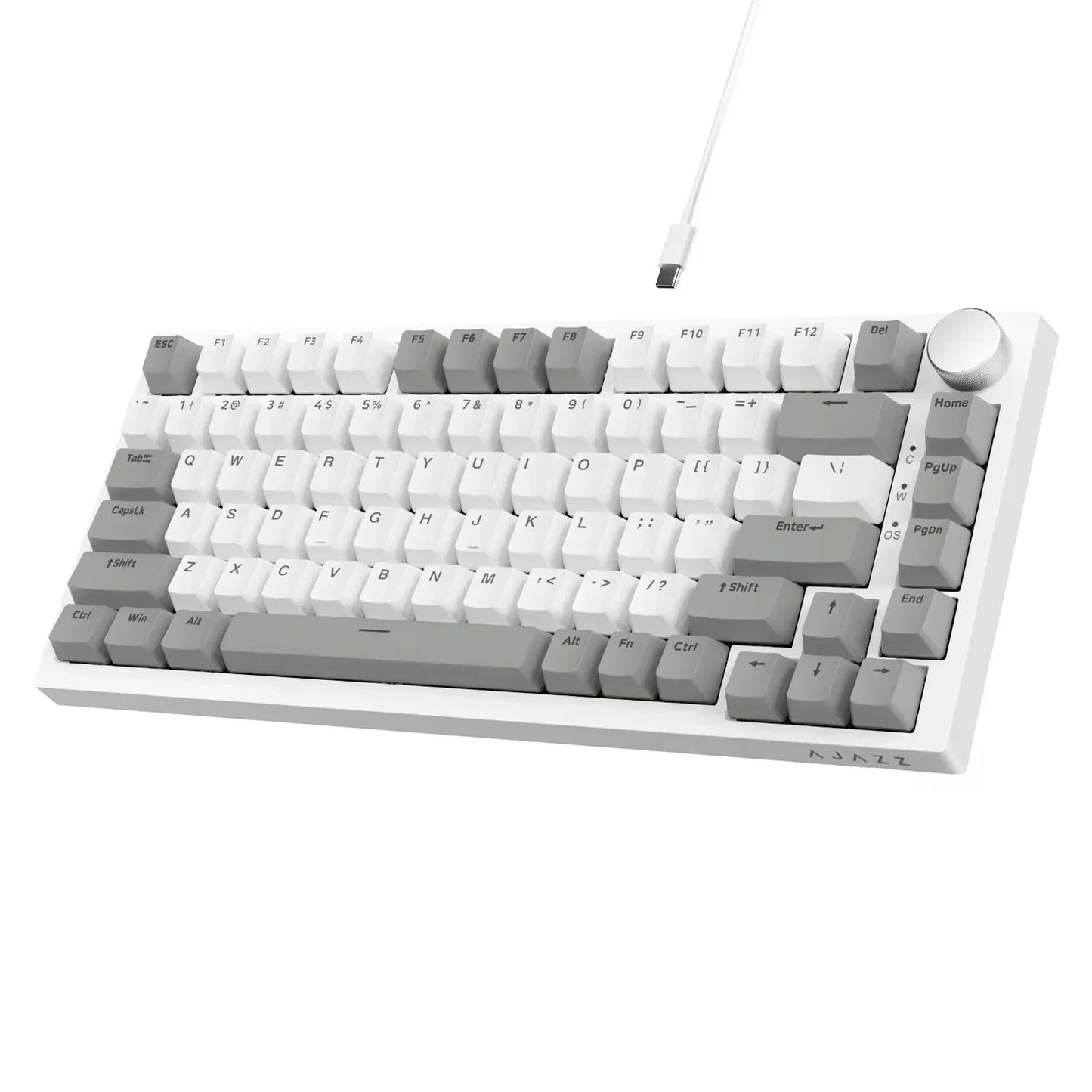 AK820 Mechanical Keyboard with CNC Knob Control,82Keys Gasket Mount Wired Gaming Keyboard,75% ANSI Layout,5 Sound Absorbing Foam,Hot-Swappable,White Backlit,For PC,MAC (White&Purple)