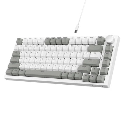 AK820 Mechanical Keyboard with CNC Knob Control,82Keys Gasket Mount Wired Gaming Keyboard,75% ANSI Layout,5 Sound Absorbing Foam,Hot-Swappable,White Backlit,For PC,MAC (White&Purple)