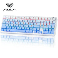 AULA white and blue RGB gaming keyboard with pastel keycaps for modern gamers