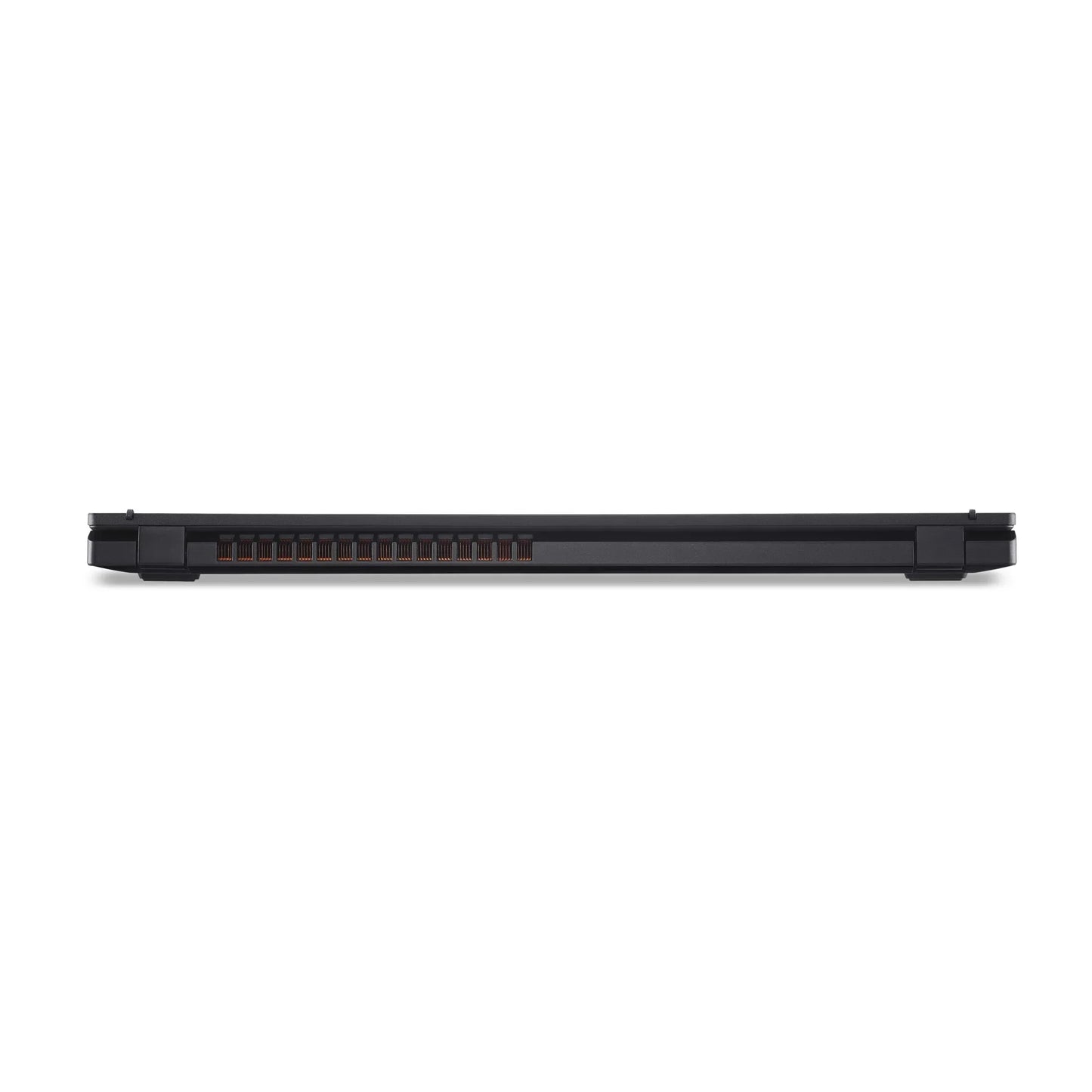 Slim closed gaming laptop rear view showing exhaust vents and modern design