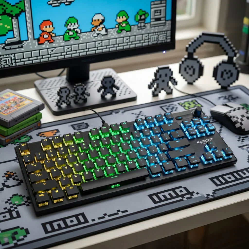 Roccat Vulcan TKL Pro Mechanical Gaming Keyboard | Tenkeyless | Linear Optical Titan Switches | Per-Key AIMO RGB | Anodized Aluminum Top Plate | Detachable USB-C Cable