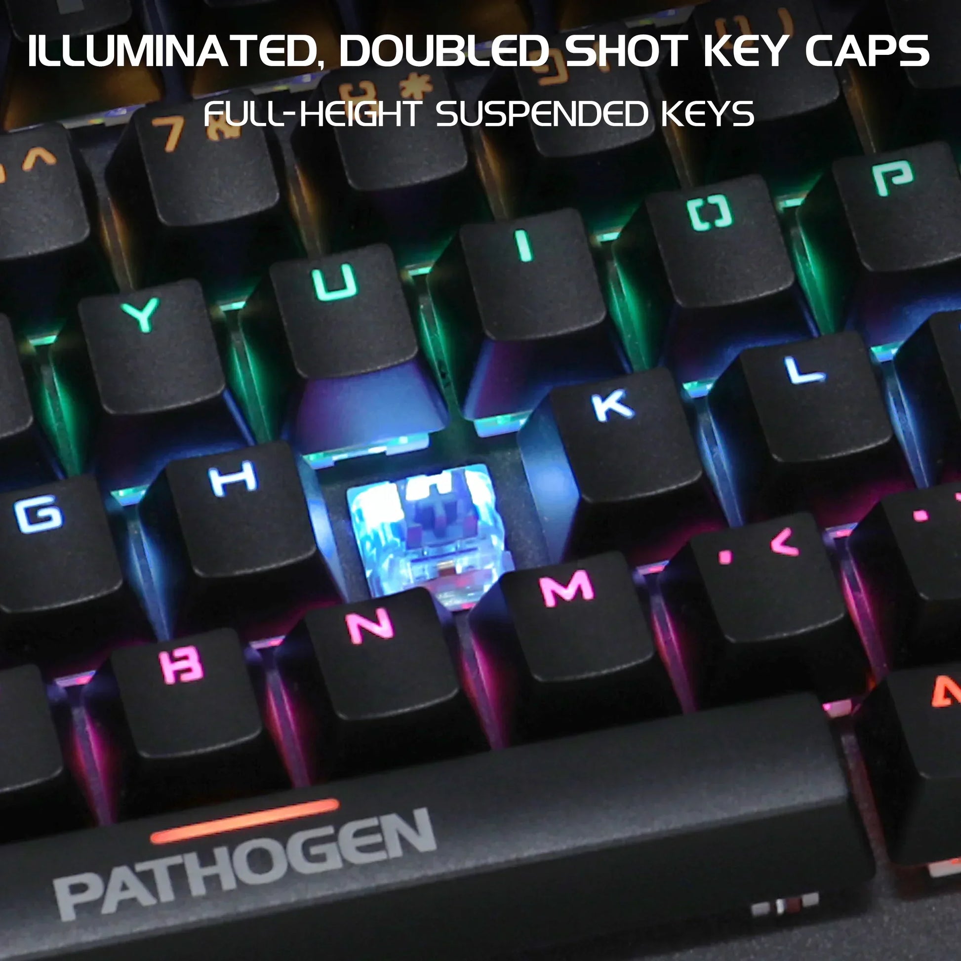 RGB gaming keyboard with illuminated, double-shot keycaps and suspended keys from Byte Style