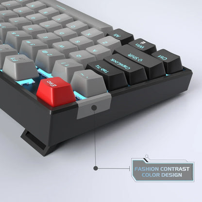 RGB gaming keyboard with retro 8-bit style, colorful keycaps, and fashion contrast color design