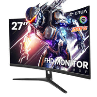 27 inch curved CRUA FHD gaming monitor with 280Hz refresh rate and RGB lighting