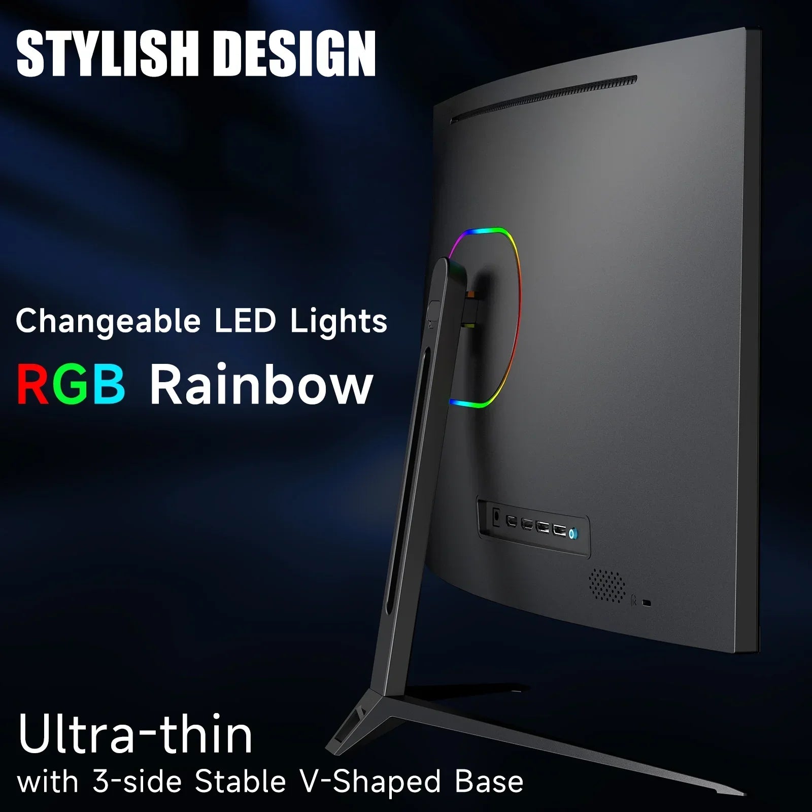 27-Inch FHD VA Gaming Curved Monitor with Rainbow Lights, 240Hz Refresh Rate, Eye Care 1080P Display, Freesync G-Sync Compatible, 1Ms Displayport, HDMI, DP and Speakers