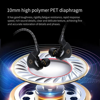 KBEAR KS1 Wired in Ear Headphones, Deep Bass Iem Earbuds Noise Cancelling in Ear Monitors Earphones with 1DD Driver, Ear Hooks Cable for Gaming Computer, Musician Stage, Drummer (Black without Mic)