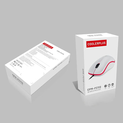 COOLERPLUS CPM-FC112 wired gaming mouse packaging with product image on white box