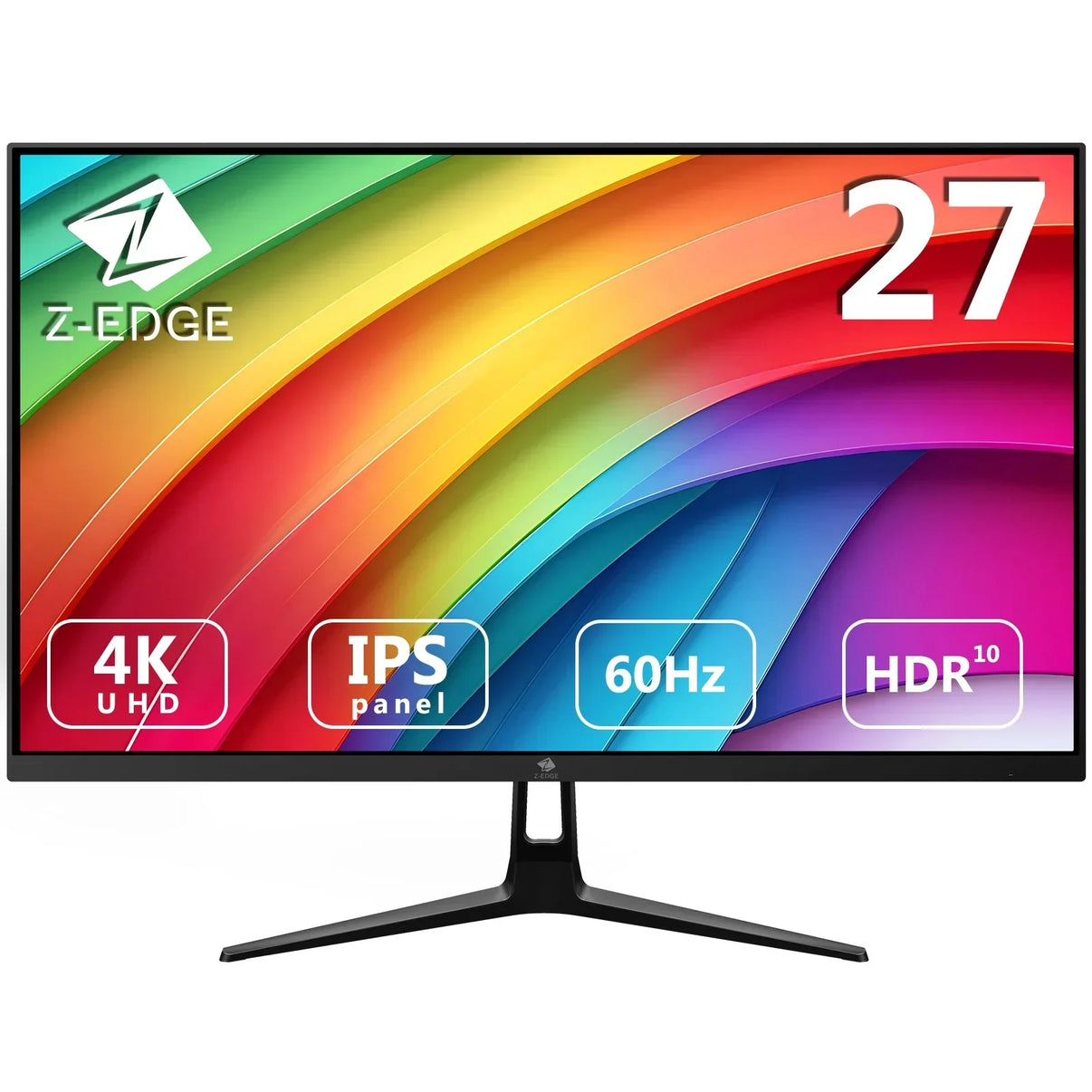 Z-Edge 27-inch 4K UHD gaming monitor with IPS panel, 60Hz refresh rate, and HDR10 support