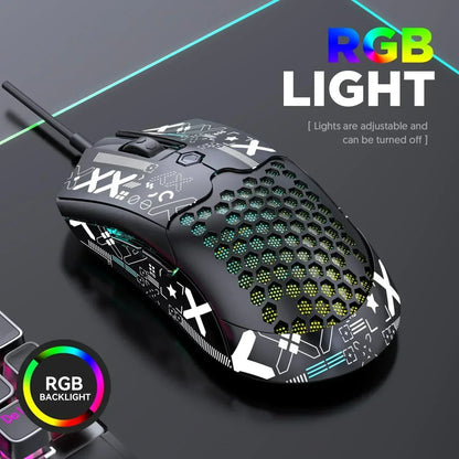 M5 Pro Ultralight Wired Gaming Mouse, Lightweight Honeycomb Shell, Pixart PAW3325, 6 Adjustable DPI 12000, 26 RGB Breathing Backlit Mice, 65G, USB Optical Model O Mice for Win11/Xbox/Ps/Mac