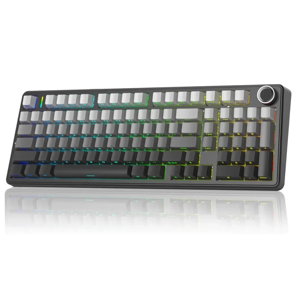 RGB backlit mechanical gaming keyboard with knob, modern 8-bit style, Byte Style gear