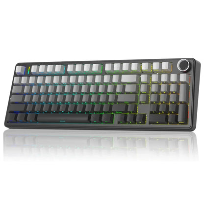 RGB backlit mechanical gaming keyboard with knob, modern 8-bit style, Byte Style gear