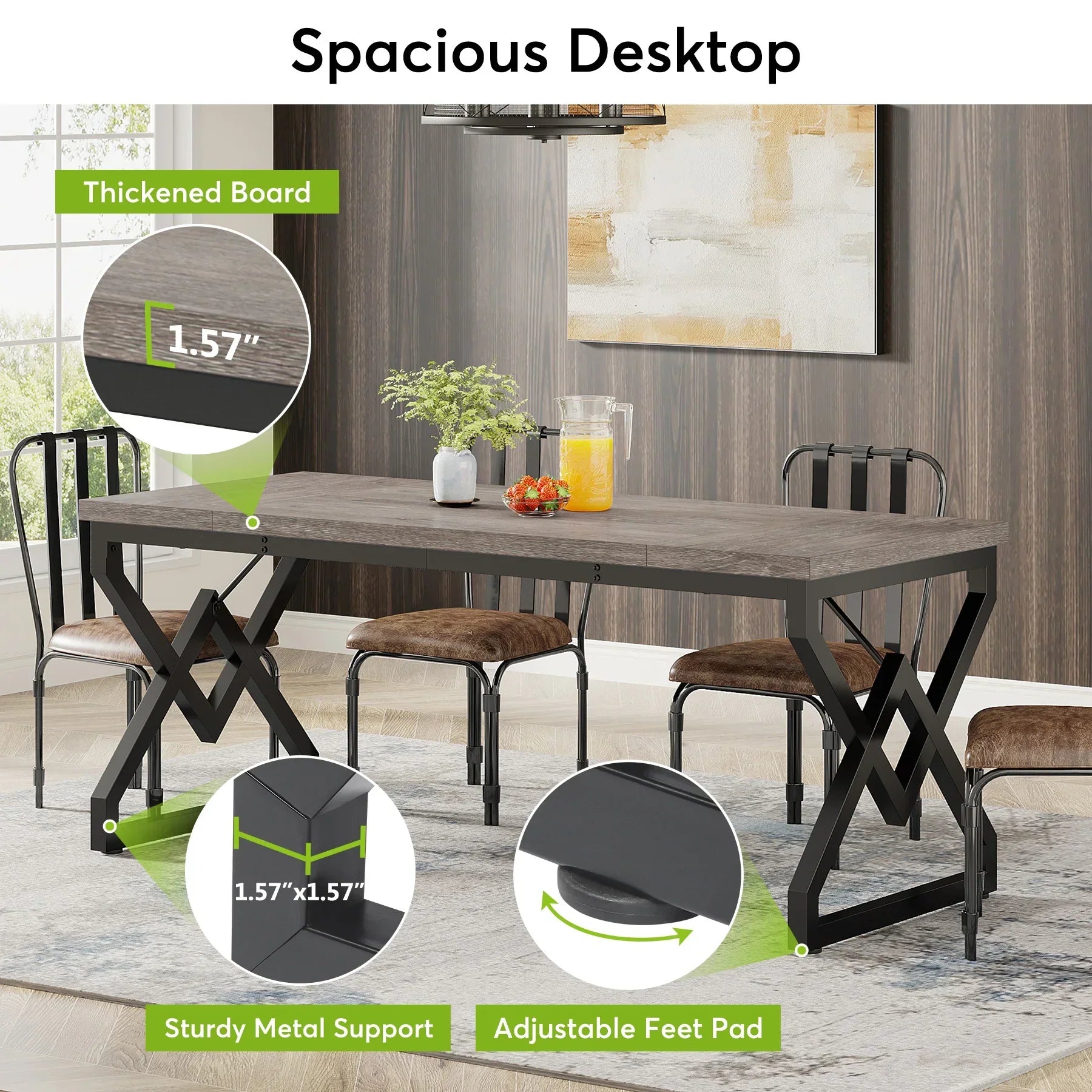 63-In Large Executive Desk, Home Office Computer Desk