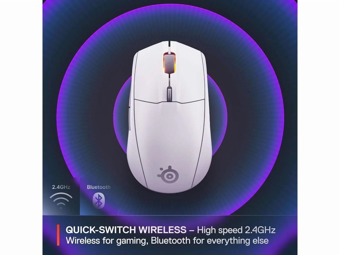 Rival 3 Wireless Gen 2 Gaming Mouse — 2.4Ghz and Bluetooth — 18000 DPI Truemove Air Optical Sensor — 60 Million Click Durability — Light-Weight — 100% PTFE Feet — White