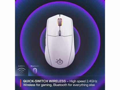 Rival 3 Wireless Gen 2 Gaming Mouse — 2.4Ghz and Bluetooth — 18000 DPI Truemove Air Optical Sensor — 60 Million Click Durability — Light-Weight — 100% PTFE Feet — White