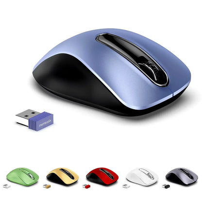 Wireless gaming mice in multiple colors with USB receivers, ergonomic design