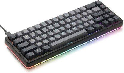 RGB backlit mechanical gaming keyboard with gray keycaps, retro 8-bit Byte Style design