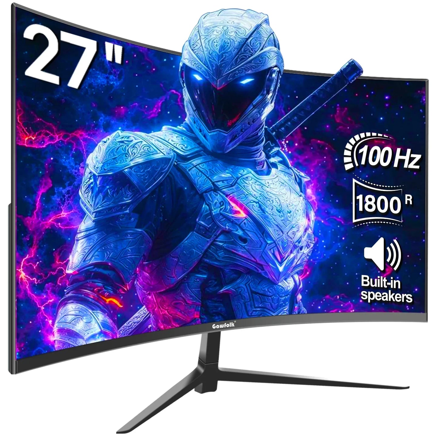 24-Inch Curved Gaming Monitor 120Hz Full HD 1080P Built-In Speakers Tilt Adjustable