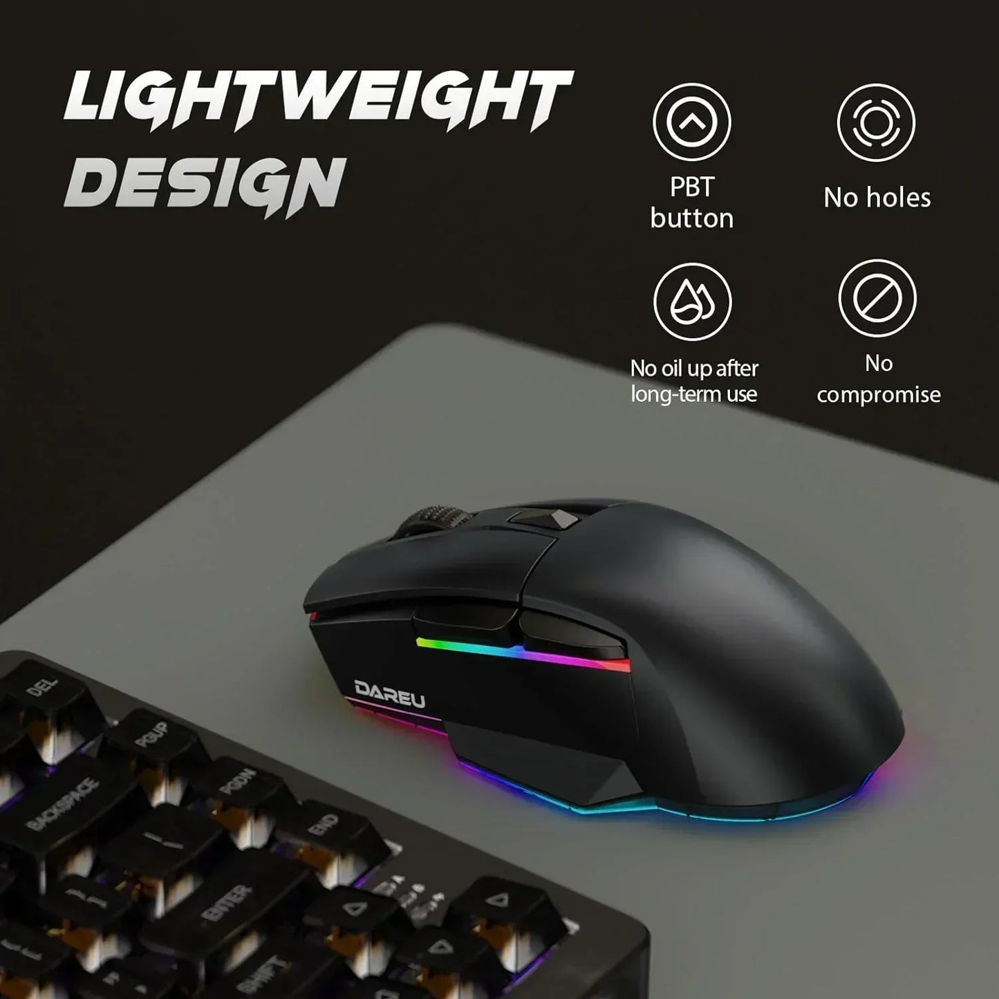 A955 Lightweight Wireless Gaming Mouse with RGB Charging Dock: Tri-Mode 2.4G/USB-C/BT Mouse up to 12K DPI Optical Sensor -KBS II Buttons Fully Programmable- 120 Hr Battery