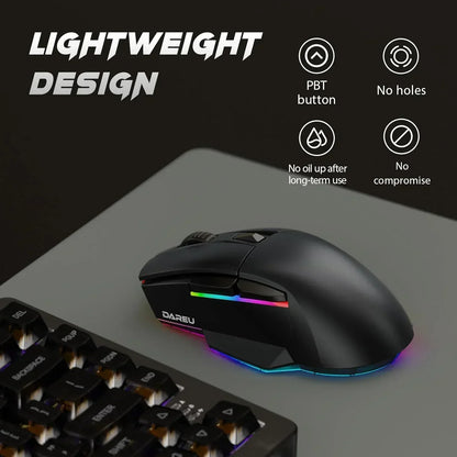 A955 Lightweight Wireless Gaming Mouse with RGB Charging Dock: Tri-Mode 2.4G/USB-C/BT Mouse up to 12K DPI Optical Sensor -KBS II Buttons Fully Programmable- 120 Hr Battery