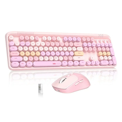 V920 Wireless Gaming Keyboard and Mouse Combo – Retro Purple Keyboard, Ergonomic Design, 2.4G, Whisper Quiet Keys, Adjustable DPI Mouse, Desk Accessories Office Supplies