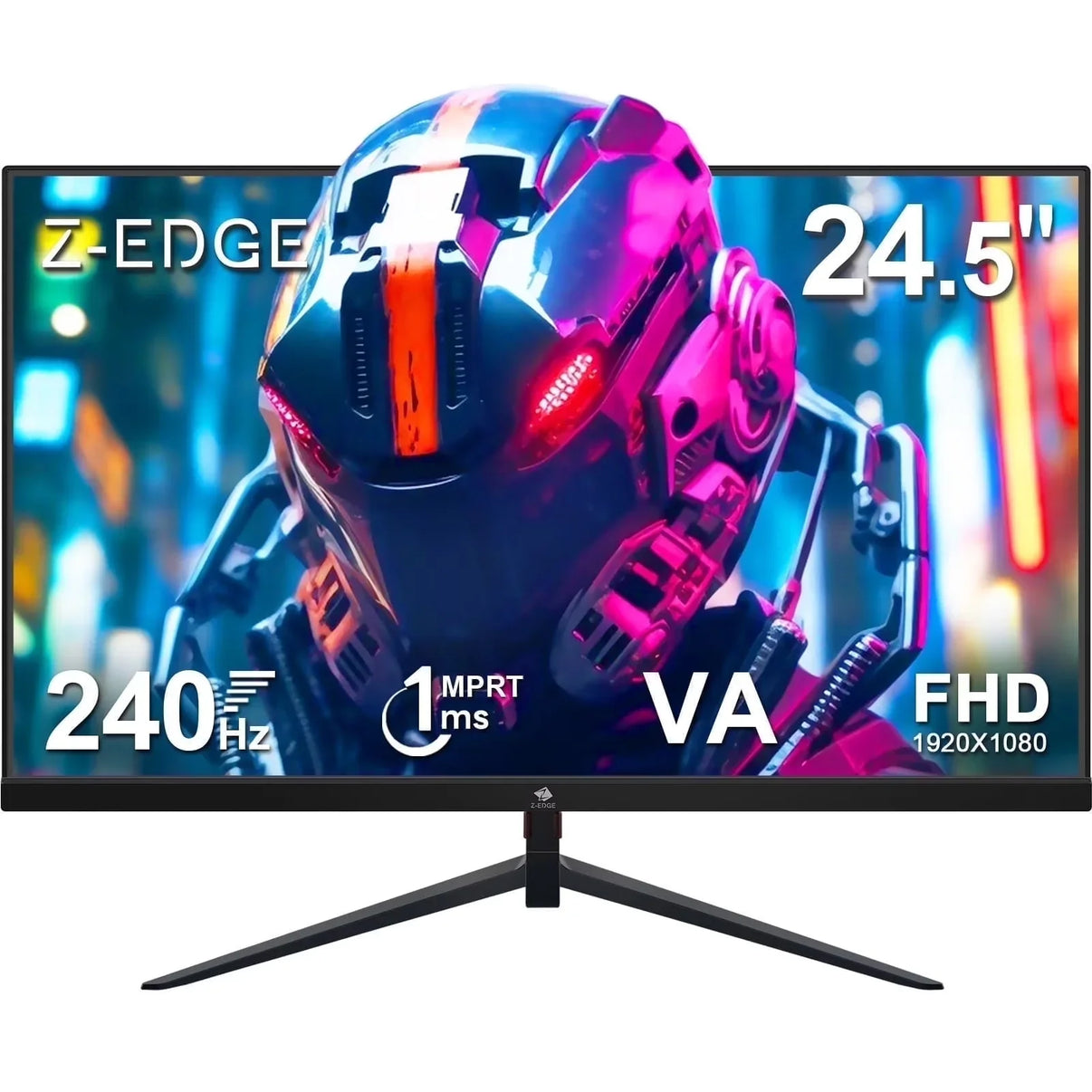 Z-Edge 24.5-inch gaming monitor with 240Hz refresh rate, 1ms response, VA panel, and FHD 1920x1080 resolution
