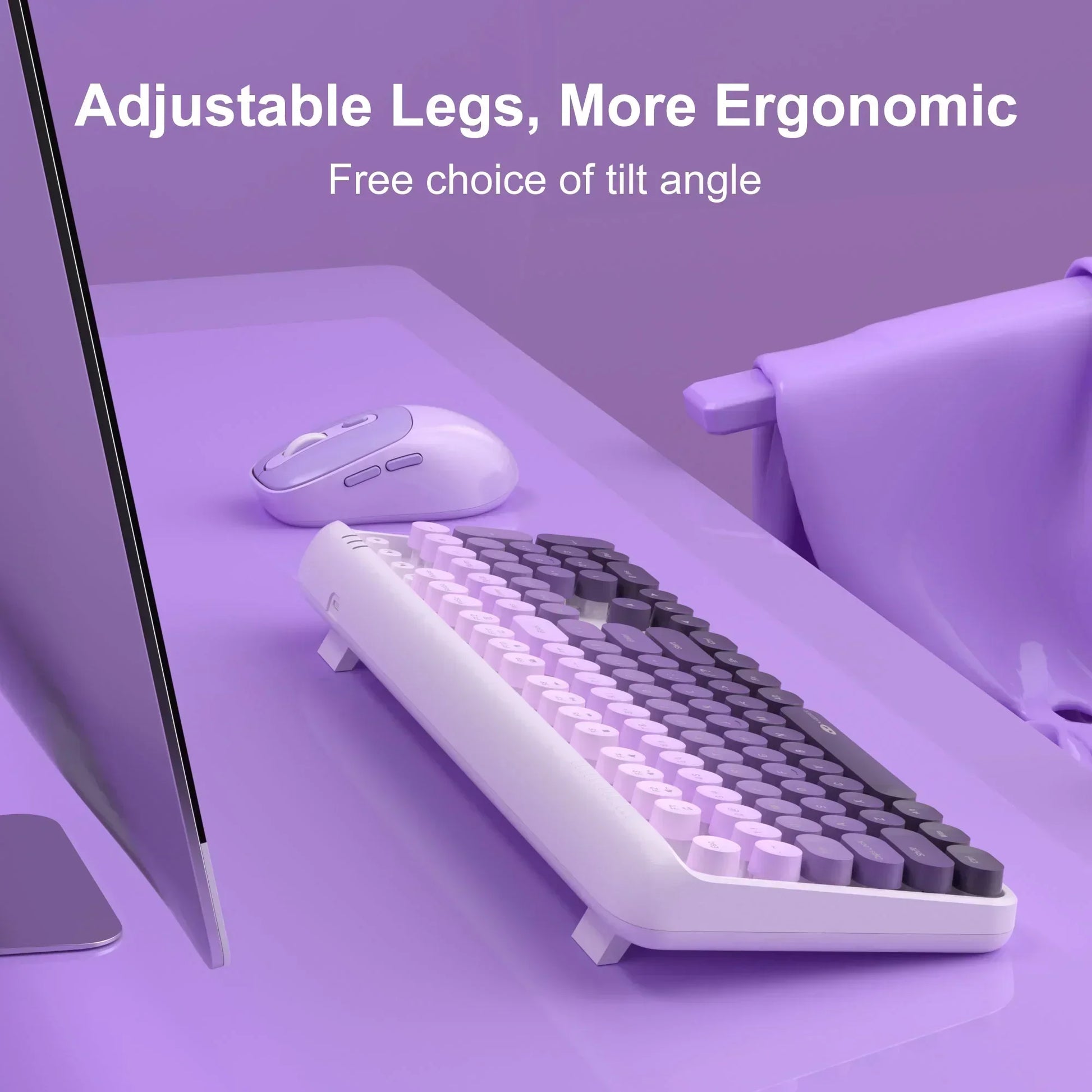 V920 Wireless Gaming Keyboard and Mouse Combo – Retro Purple Keyboard, Ergonomic Design, 2.4G, Whisper Quiet Keys, Adjustable DPI Mouse, Desk Accessories Office Supplies