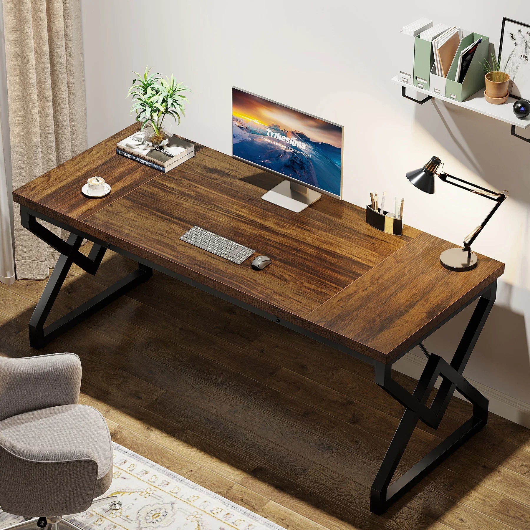 63-In Large Executive Desk, Home Office Computer Desk